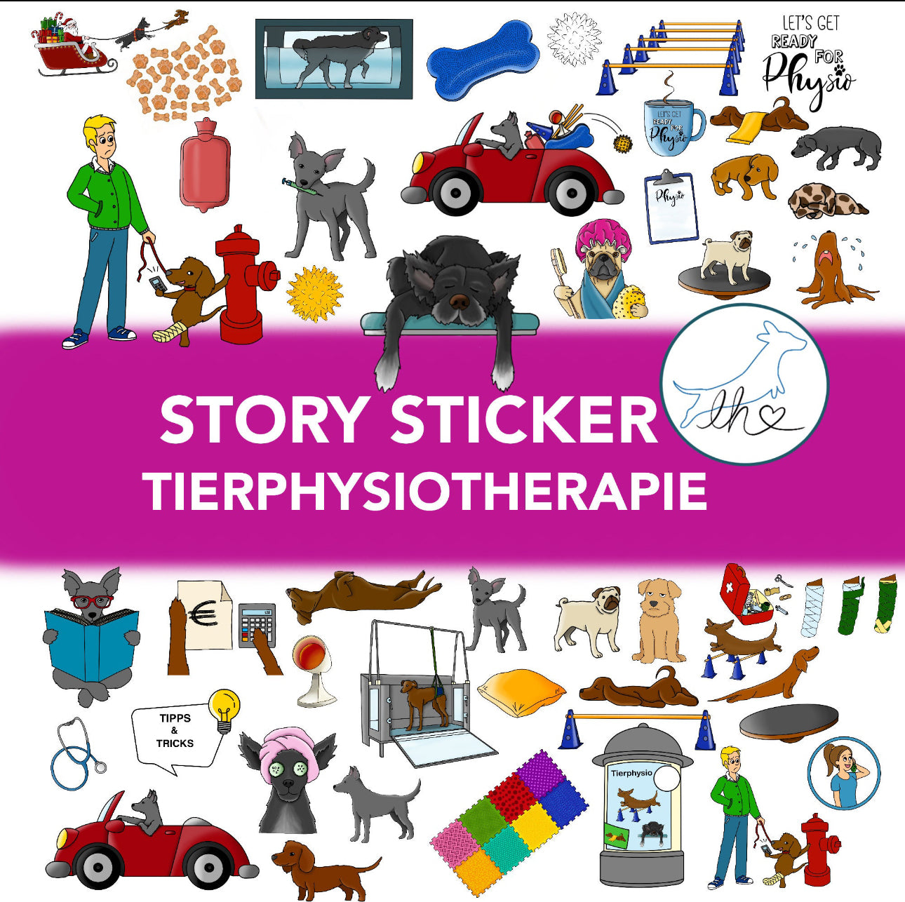Story Sticker zum Direktdownload (Lustige Hundephysiotherapie)