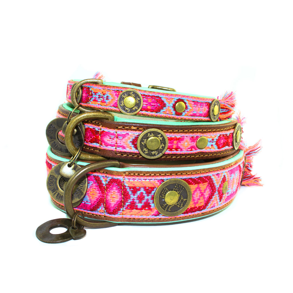 Boho Rosa Hundehalsband Dog with a Mission